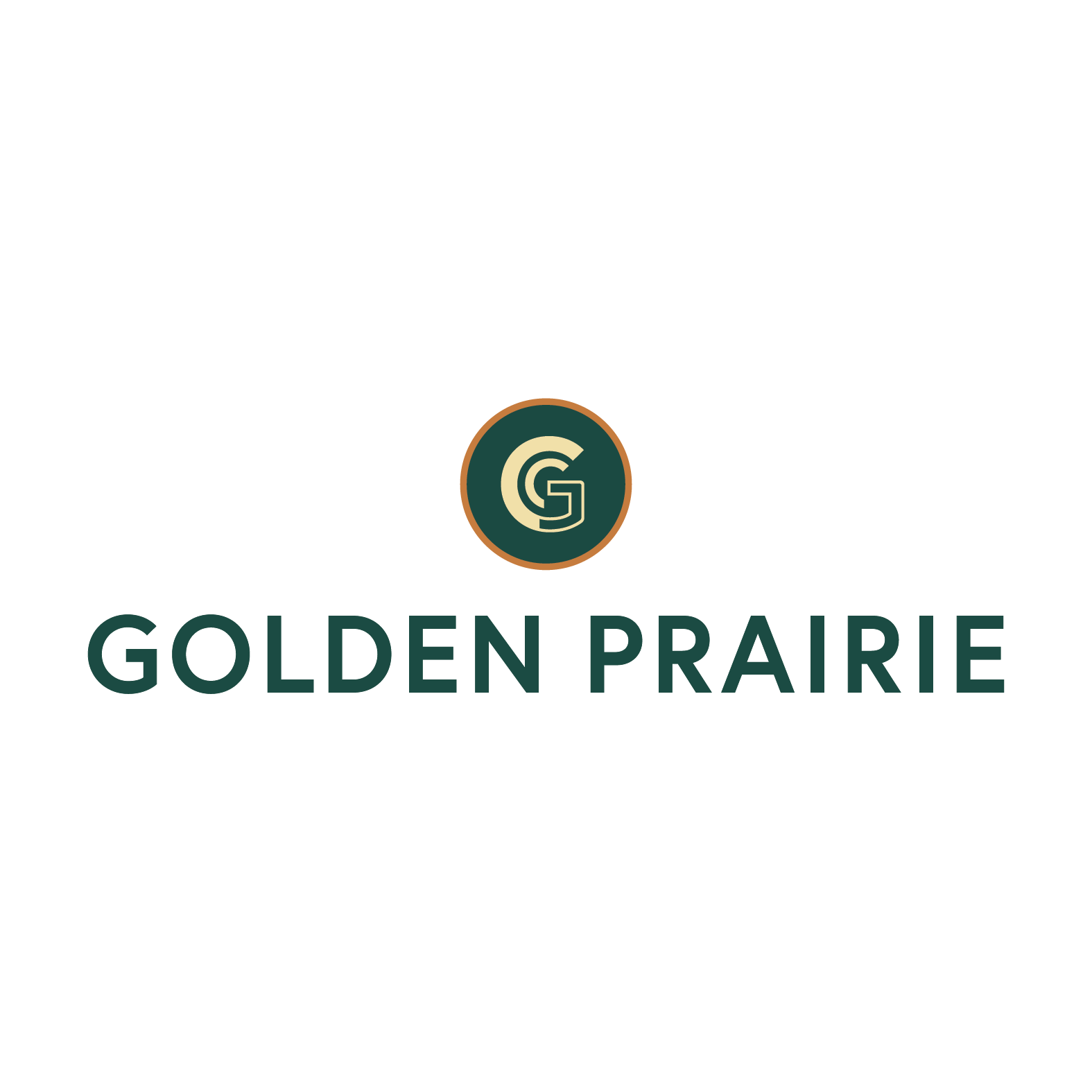 A logo with the text "Golden Prairie" in front of it.